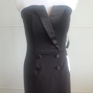 Black Tuxedo Style Strapless Mini Dress NWT